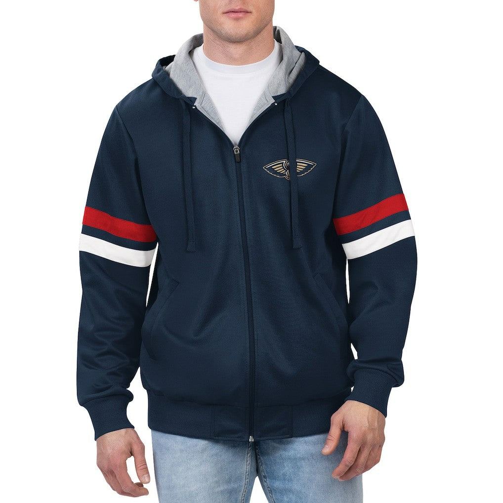 Navy New Orleans Pelicans G-III Sports by Carl Banks Contender Full-Zip Hoodie Jacket | NBA