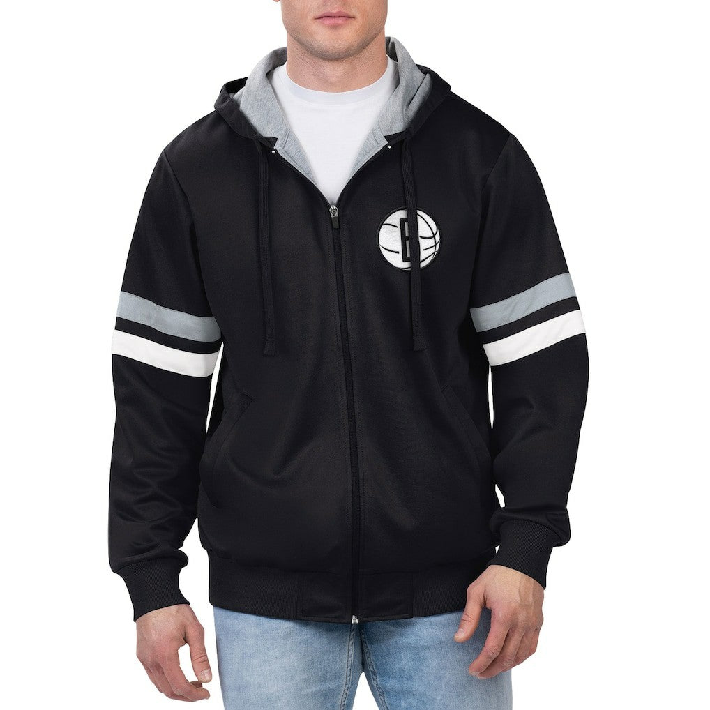 Black Brooklyn Nets G-III Sports by Carl Banks Contender Full-Zip Hoodie Jacket | NBA