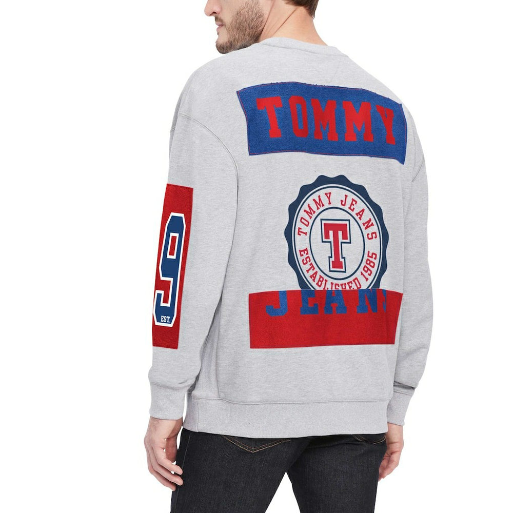 Heather Gray Philadelphia 76ers Tommy Jeans Hayes Crew Neck Pullover Sweatshirt | NBA