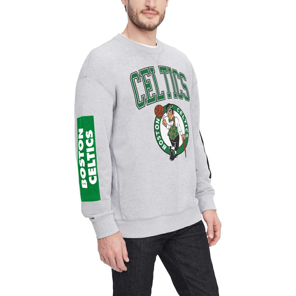 Heather Gray Boston Celtics Tommy Jeans Hayes Crew Neck Pullover Sweatshirt | NBA
