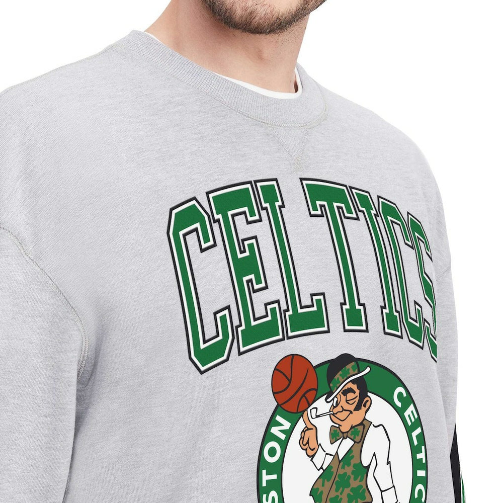 Heather Gray Boston Celtics Tommy Jeans Hayes Crew Neck Pullover Sweatshirt | NBA