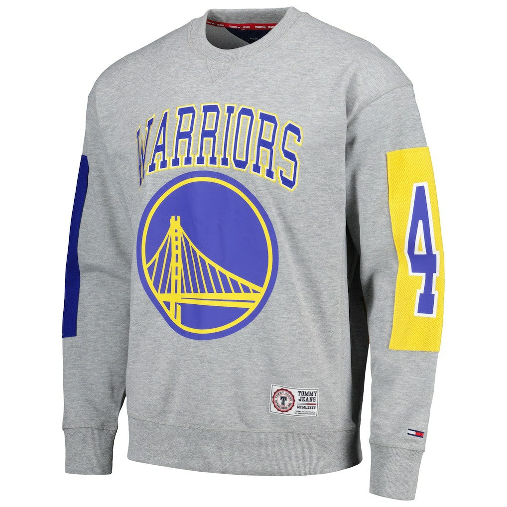 Heather Gray Golden State Warriors Tommy Jeans Hayes Crew Neck Pullover Sweatshirt sale | NBA