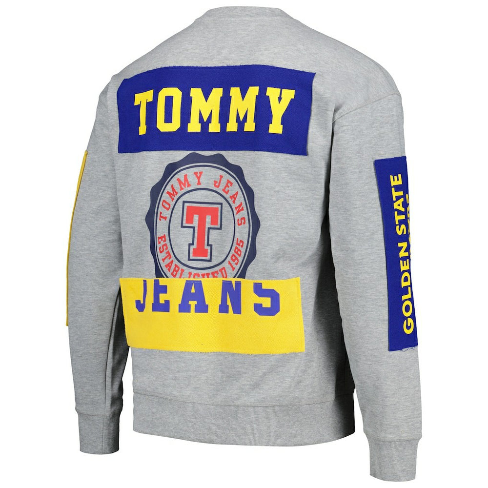 Heather Gray Golden State Warriors Tommy Jeans Hayes Crew Neck Pullover Sweatshirt sale | NBA