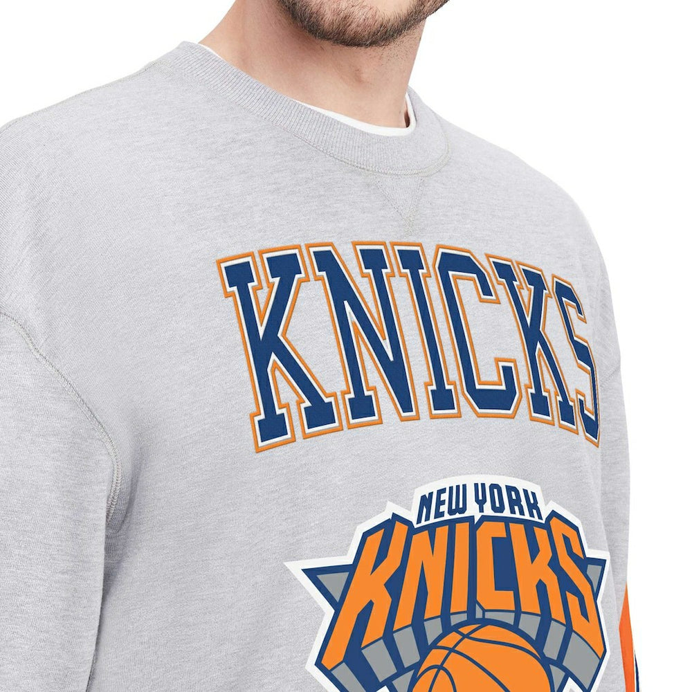 Heather Gray New York Knicks Tommy Jeans Hayes Crew Neck Pullover Sweatshirt | NBA