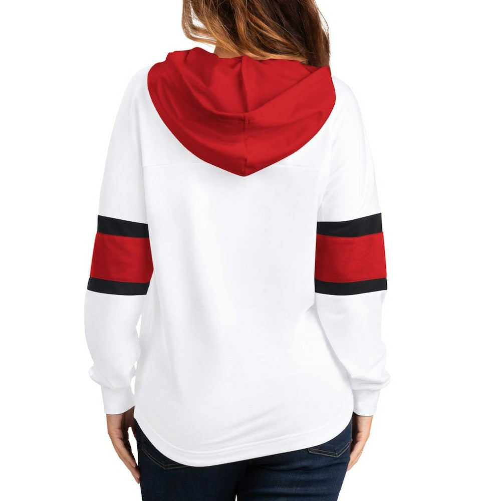 New Jersey Devils G-III 4Her by Carl Banks Women's Goal Zone Long Sleeve Lace-Up Hoodie T-Shirt -  NHL T-shirts