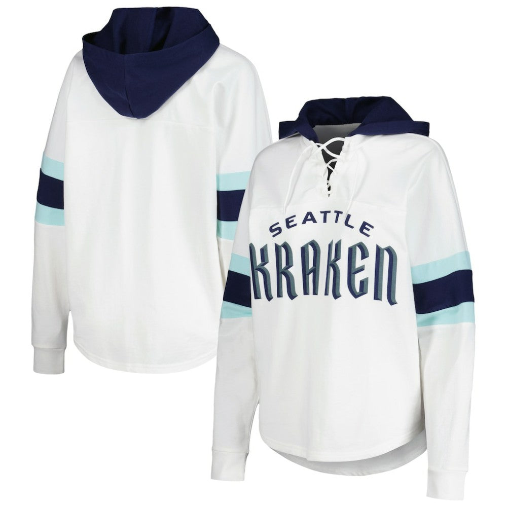 Seattle Kraken G-III 4Her by Carl Banks Women's Goal Zone Long Sleeve Lace-Up Hoodie T-Shirt -  NHL T-shirts