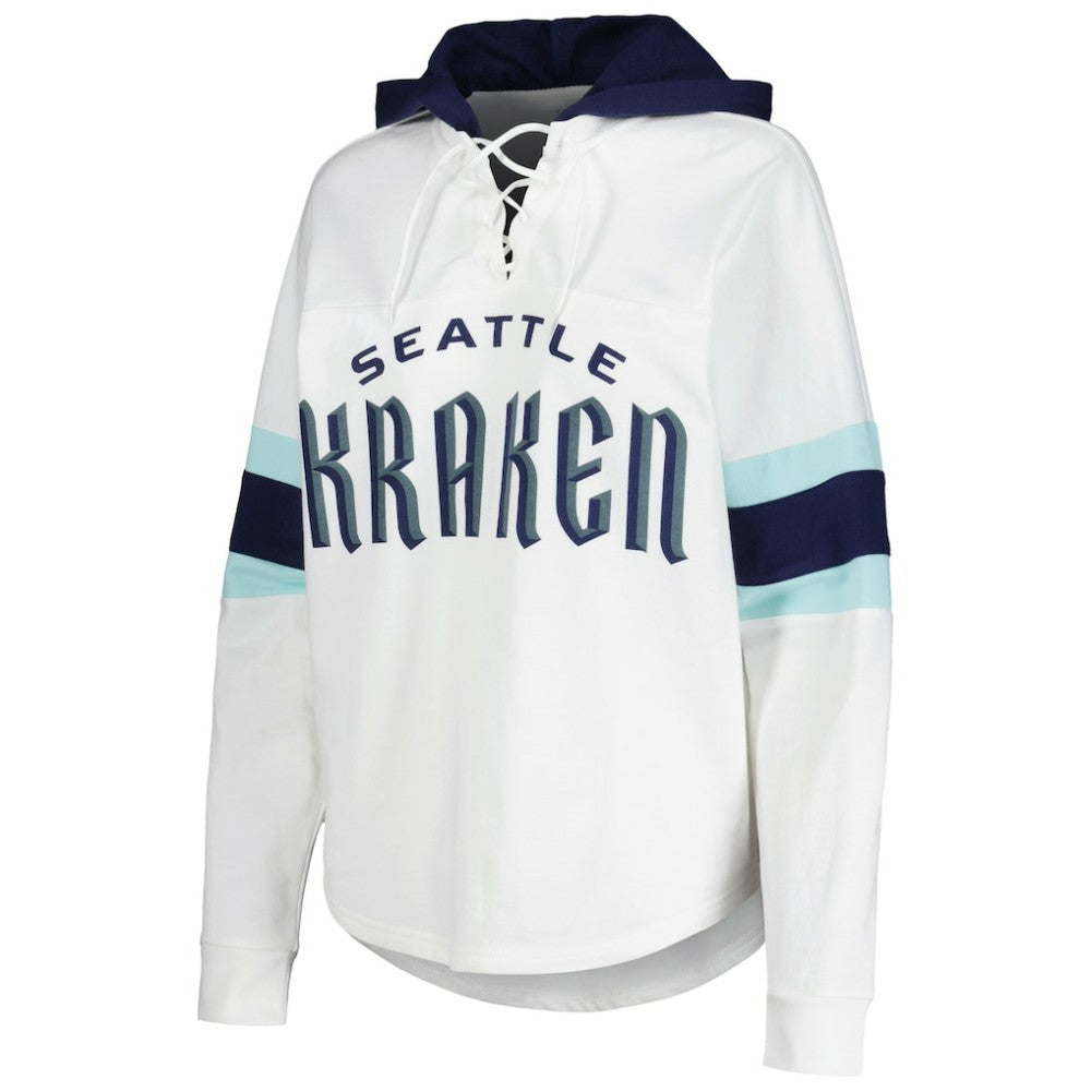 Seattle Kraken G-III 4Her by Carl Banks Women's Goal Zone Long Sleeve Lace-Up Hoodie T-Shirt -  NHL T-shirts