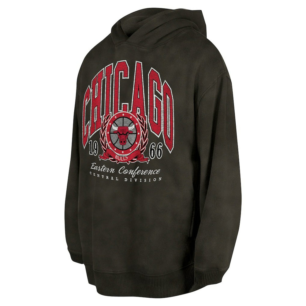 Charcoal Chicago Bulls Unisex Oversized Essentials Pigment Wash Fleece Pullover Hoodie | NBA