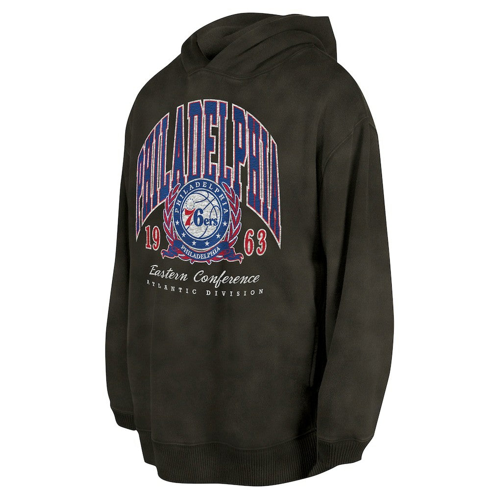 Charcoal Philadelphia 76ers Unisex Oversized Essentials Pigment Wash Fleece Pullover Hoodie | NBA