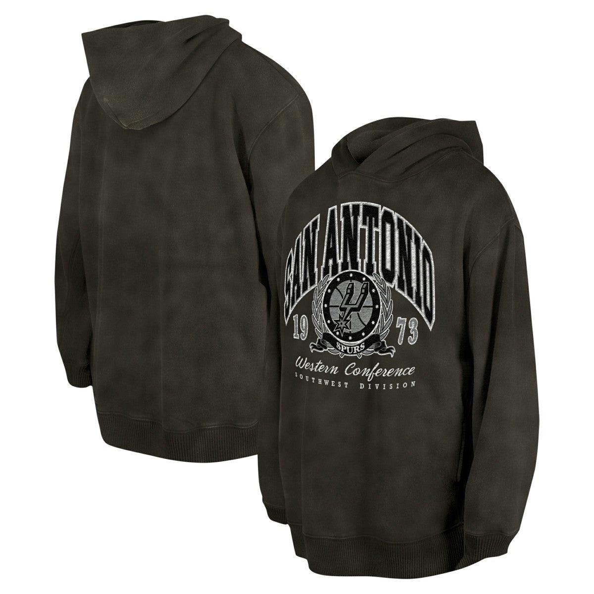 Charcoal San Antonio Spurs Unisex Oversized Essentials Pigment Wash Fleece Pullover Hoodie | NBA