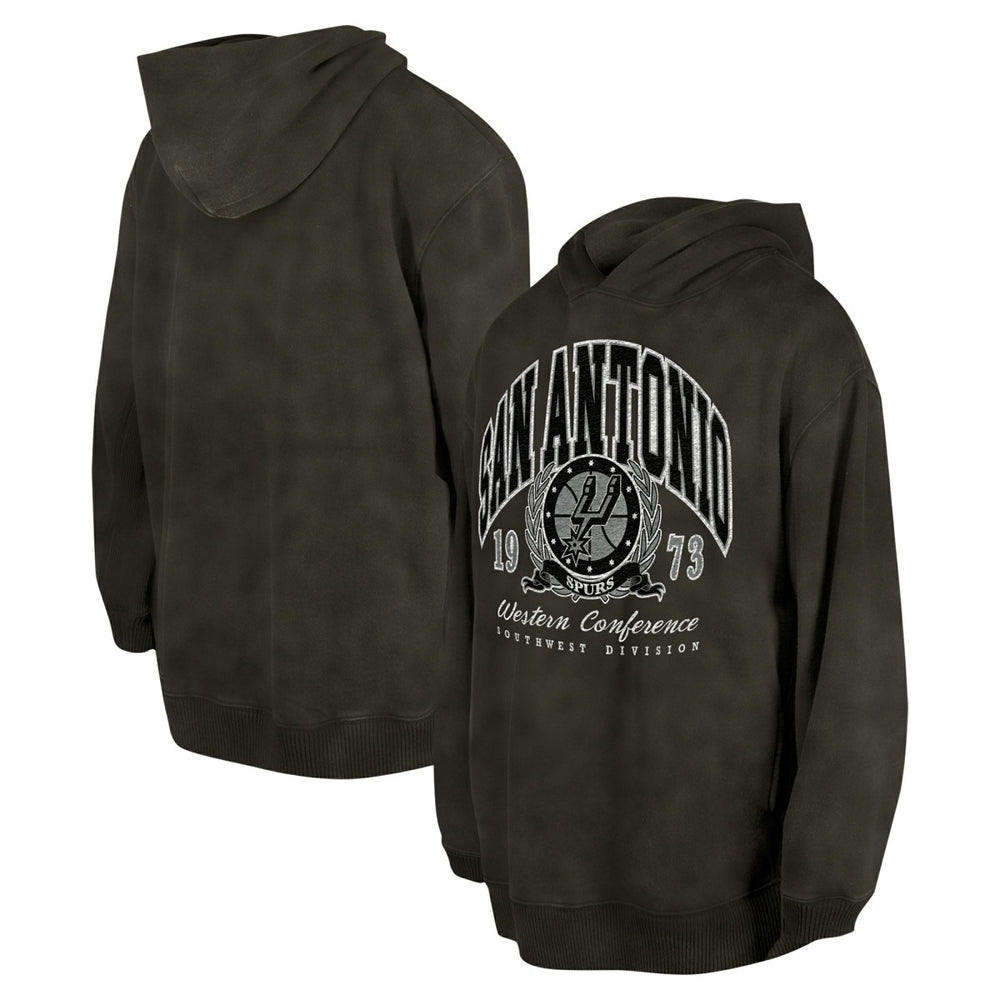 Charcoal San Antonio Spurs Unisex Oversized Essentials Pigment Wash Fleece Pullover Hoodie | NBA