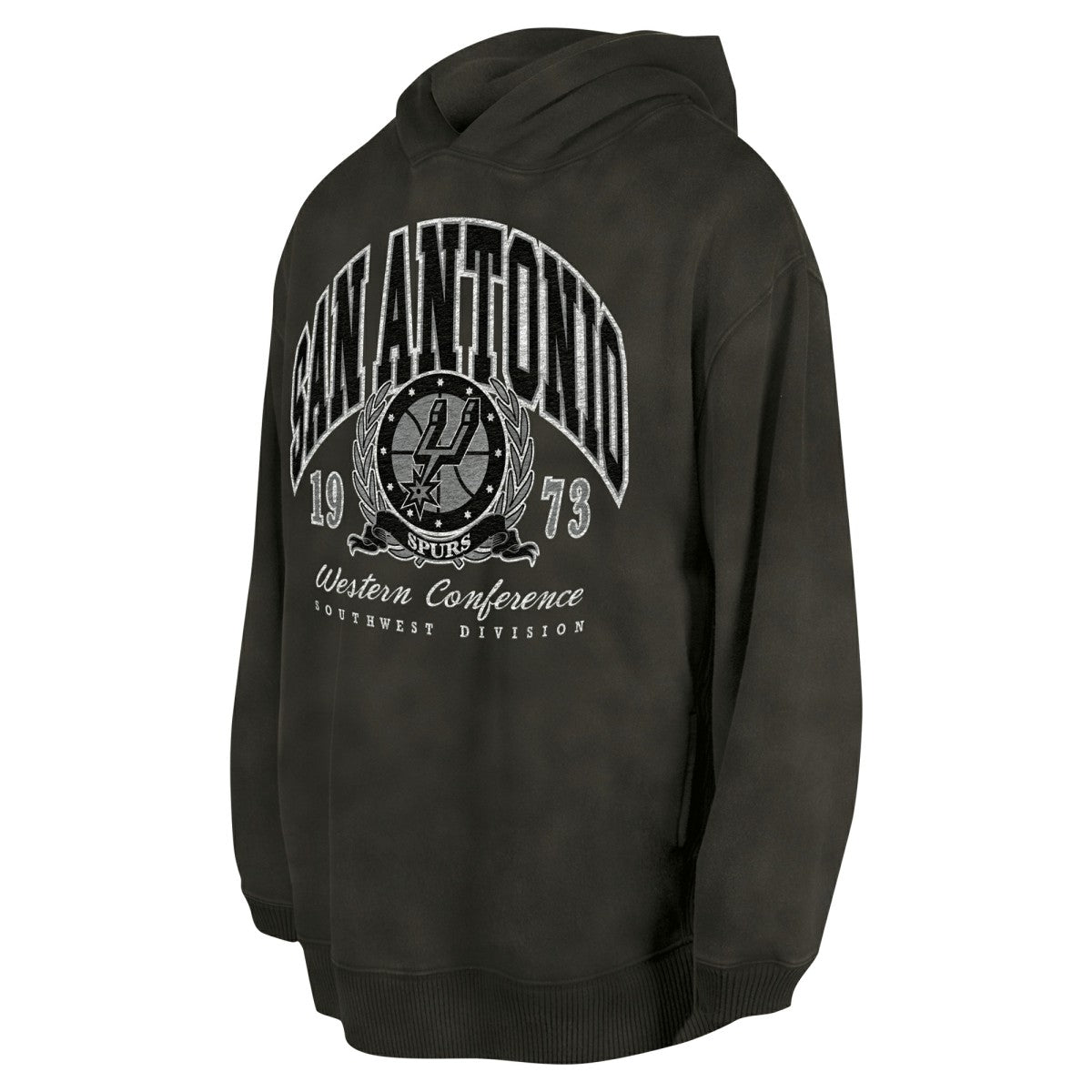 Charcoal San Antonio Spurs Unisex Oversized Essentials Pigment Wash Fleece Pullover Hoodie | NBA