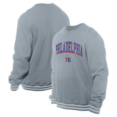 Gray Philadelphia 76ers Chenille Cross Over Pullover Sweatshirt | NBA