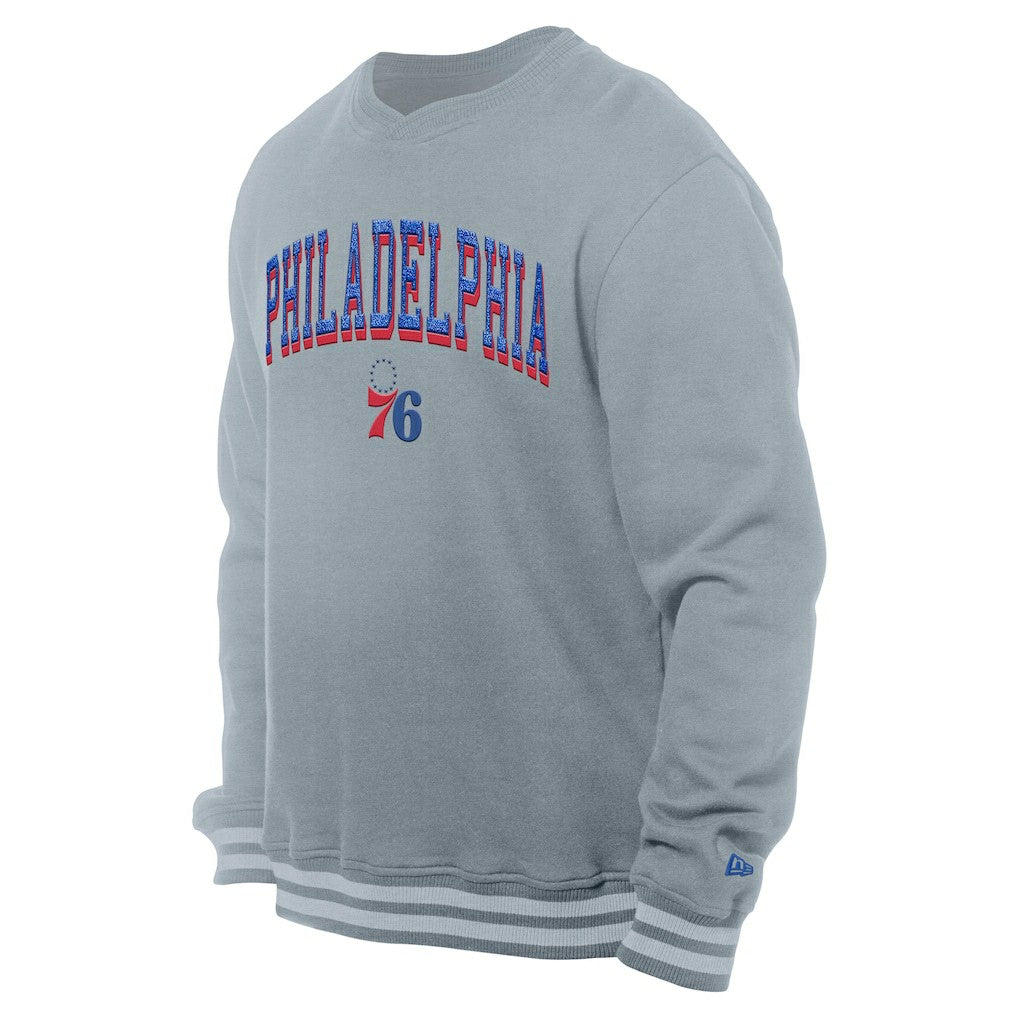 Gray Philadelphia 76ers Chenille Cross Over Pullover Sweatshirt | NBA