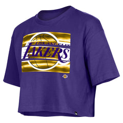 Purple Los Angeles Lakers Women's Oversized Boxy Crop T-Shirt | NBA