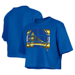 Royal Golden State Warriors Women's Oversized Boxy Crop T-Shirt sale | NBA