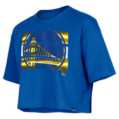 Royal Golden State Warriors Women's Oversized Boxy Crop T-Shirt sale | NBA