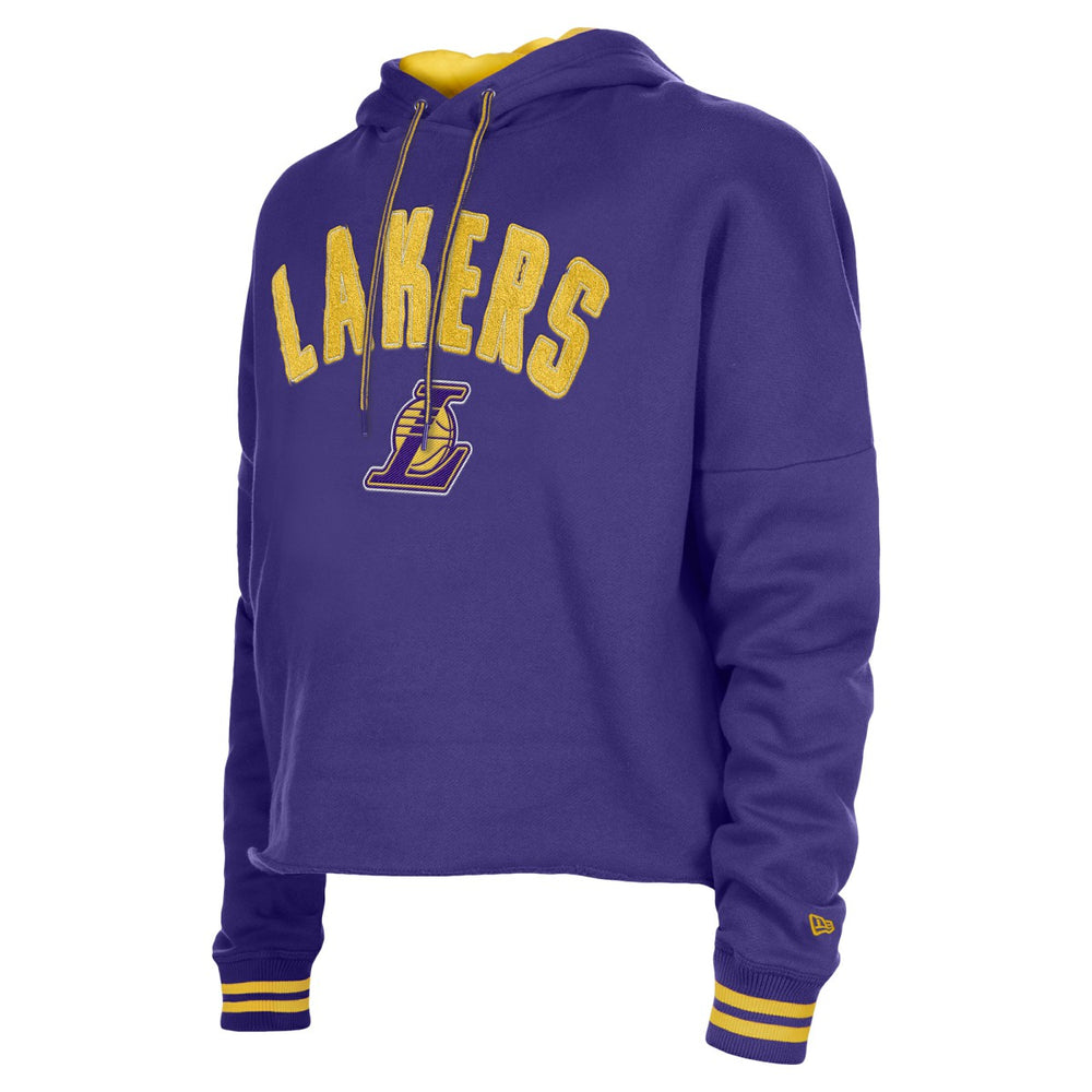 Purple Los Angeles Lakers Women's Boxy Raw Edge Pullover Hoodie | NBA