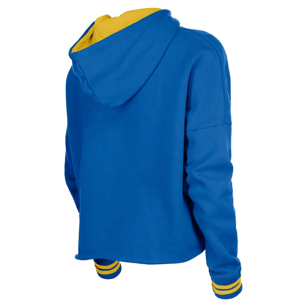 Royal Golden State Warriors Women's Boxy Raw Edge Pullover Hoodie sale | NBA