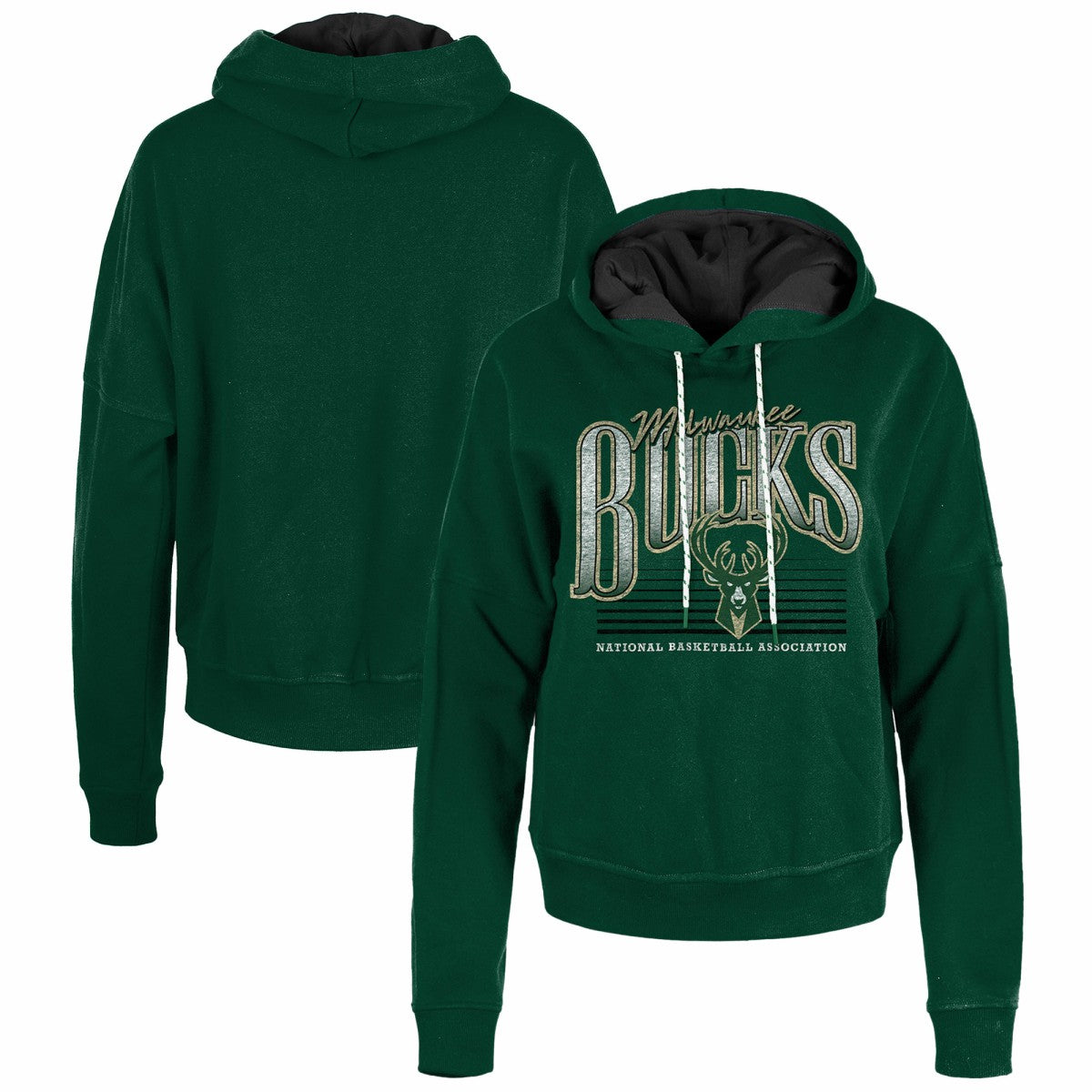 Hunter Green Milwaukee Bucks Women's Boxy Pullover Hoodie | NBA
