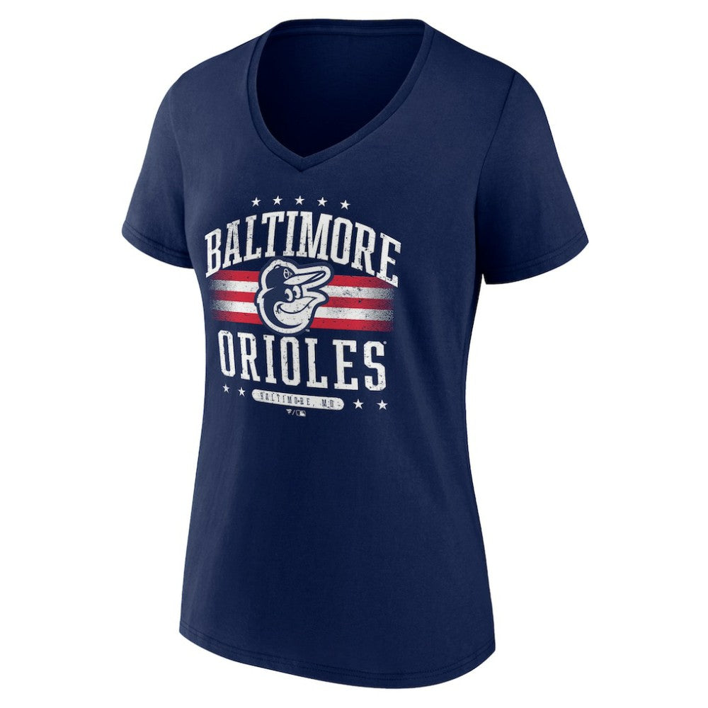 Baltimore Orioles Women's Americana Team V-Neck T-Shirt - MLB T-shirts