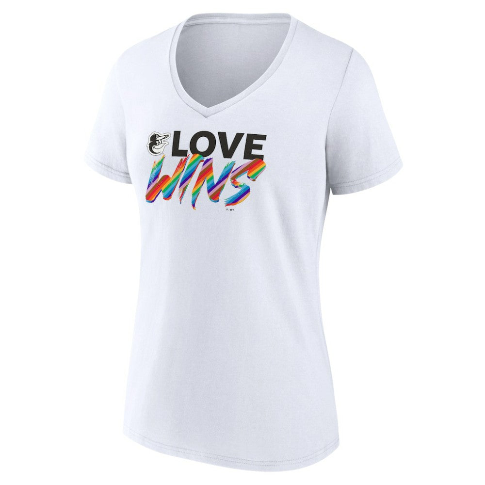 Baltimore Orioles Women's Love Wins V-Neck T-Shirt - MLB T-shirts
