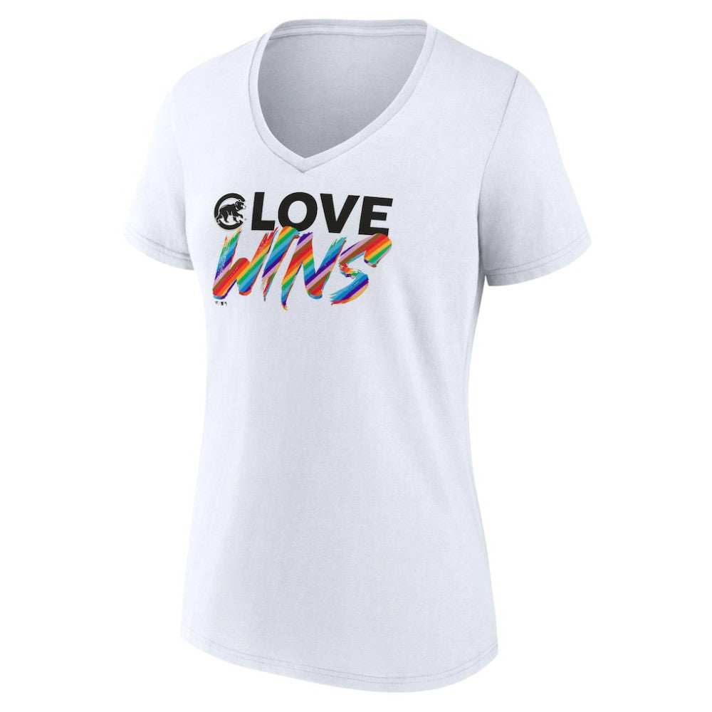 Chicago Cubs Women's Love Wins V-Neck T-Shirt - MLB T-shirts