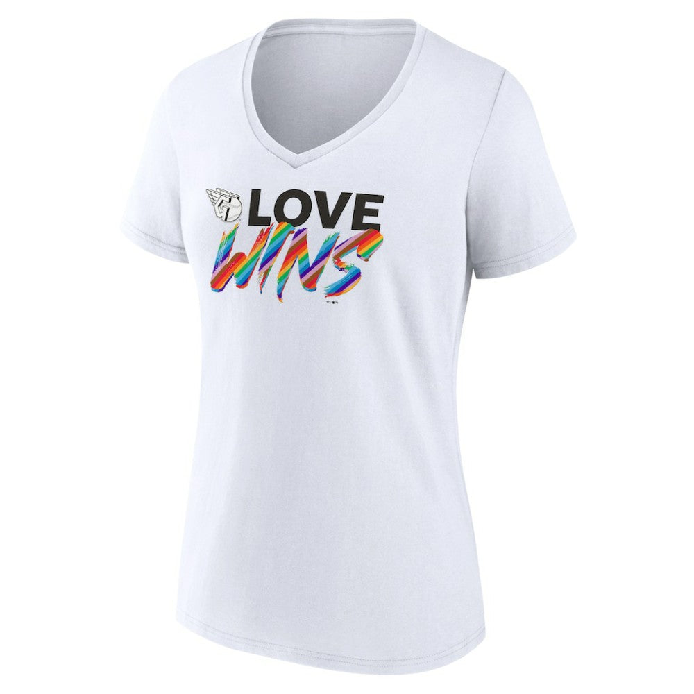 Cleveland Guardians Women's Love Wins V-Neck T-Shirt - MLB T-shirts