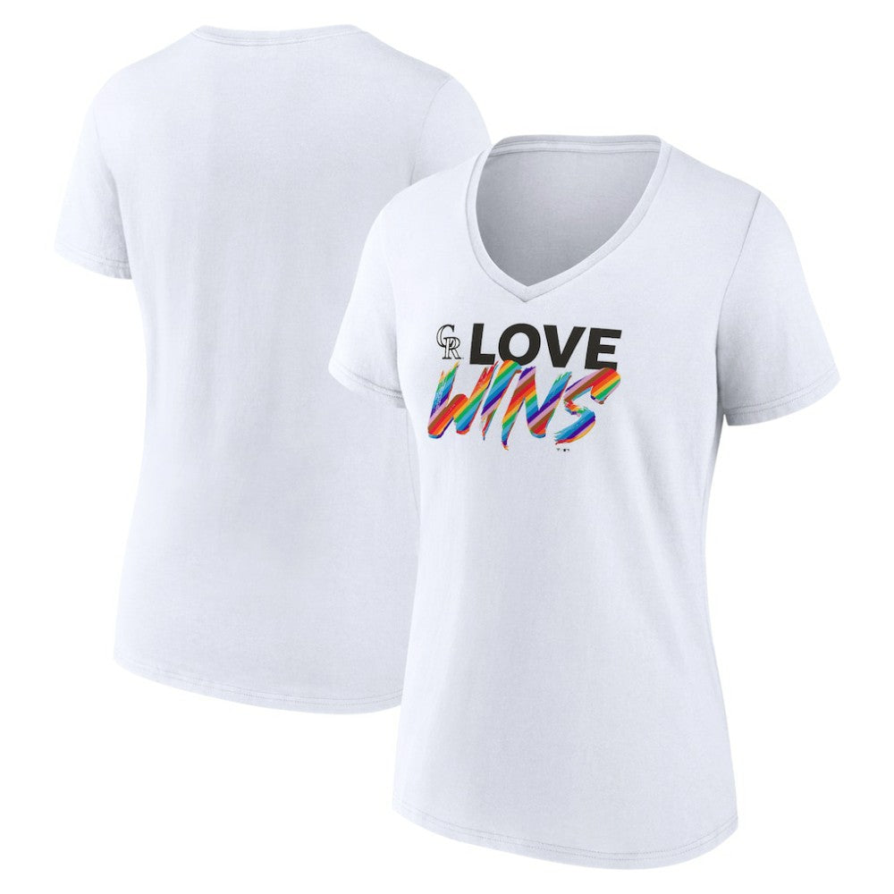 Colorado Rockies Women's Love Wins V-Neck T-Shirt - MLB T-shirts