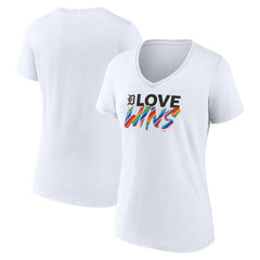 Detroit Tigers Women's Love Wins V-Neck T-Shirt - MLB T-shirts