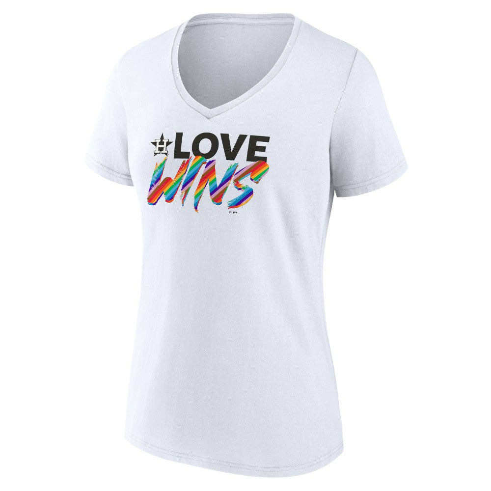 Houston Astros Women's Love Wins V-Neck T-Shirt - MLB T-shirts