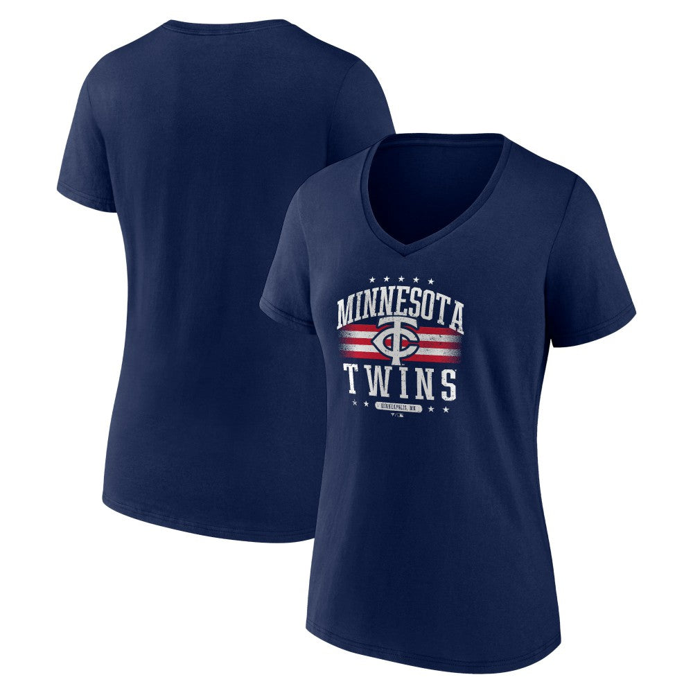 Minnesota Twins Women's Americana Team V-Neck T-Shirt - MLB T-shirts