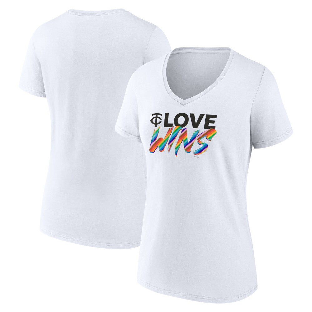 Minnesota Twins Women's Love Wins V-Neck T-Shirt - MLB T-shirts