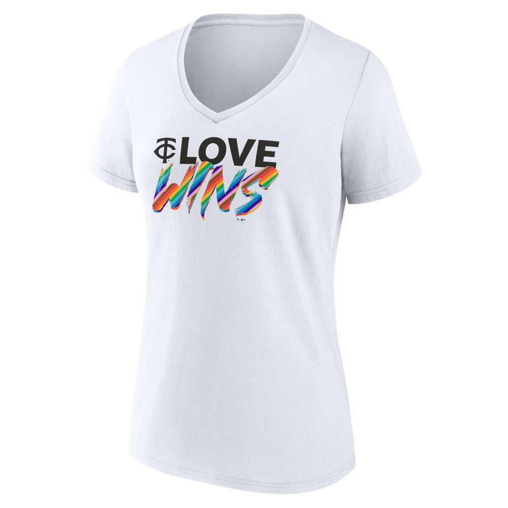 Minnesota Twins Women's Love Wins V-Neck T-Shirt - MLB T-shirts