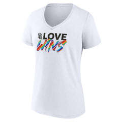 San Diego Padres Women's Love Wins V-Neck T-Shirt - MLB T-shirts