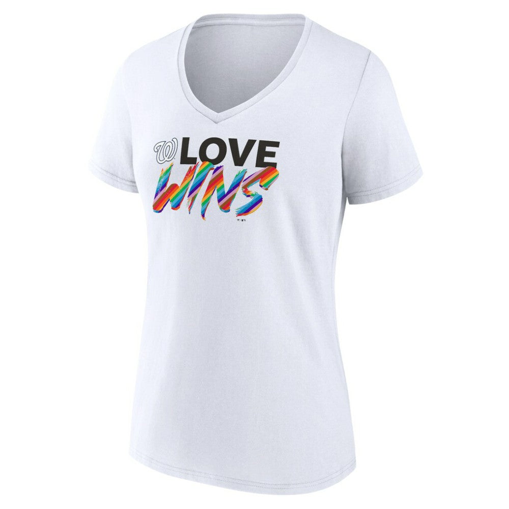 Washington Nationals Women's Love Wins V-Neck T-Shirt - MLB T-shirts