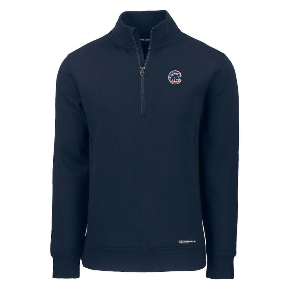 Chicago Cubs Cutter & Buck Americana Roam Eco Recycled Quarter-Zip Sweatshirt - MLB Sweatshirts