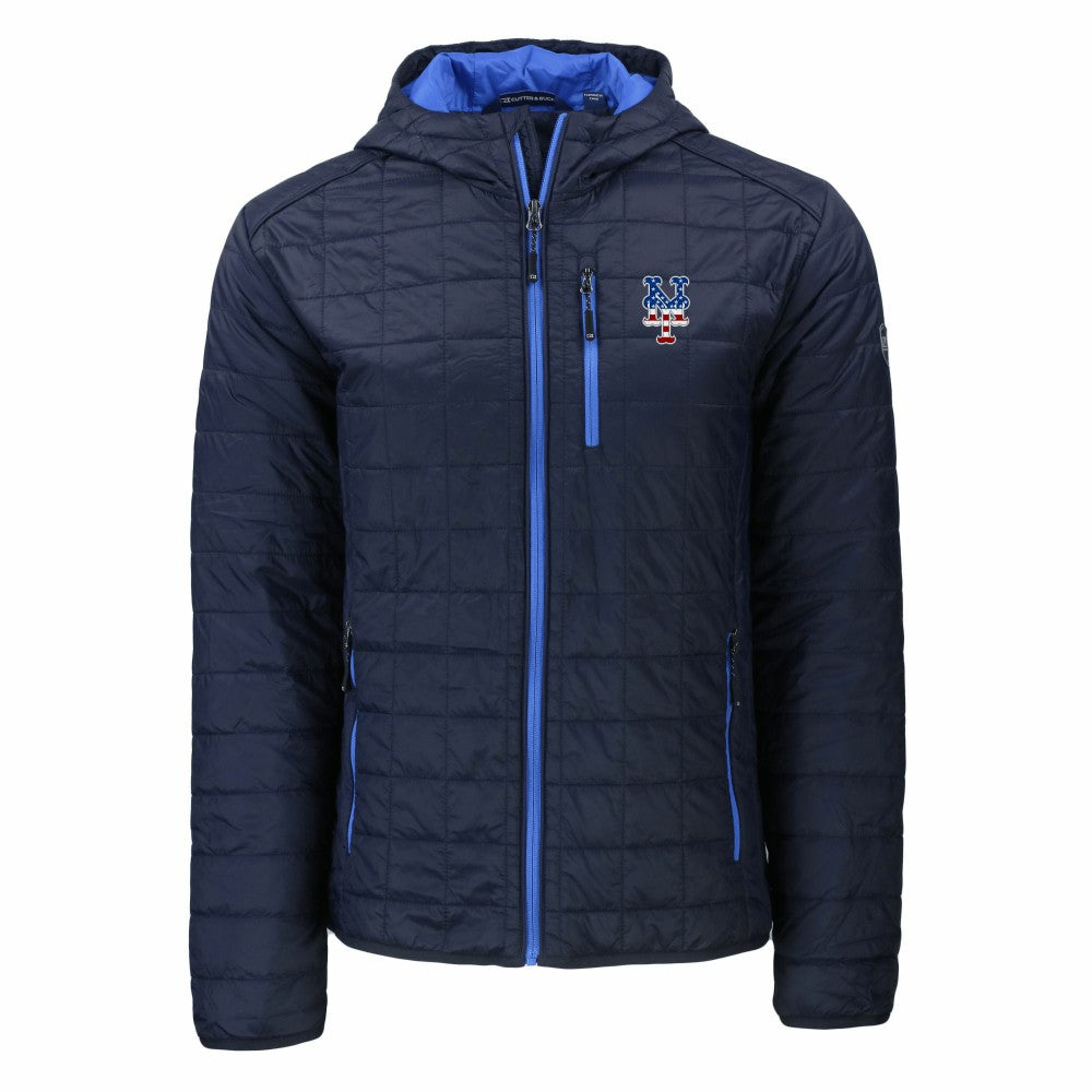 New York Mets Cutter & Buck Americana Rainier Primaloft Eco Full-Zip Hooded Jacket - MLB Jackets