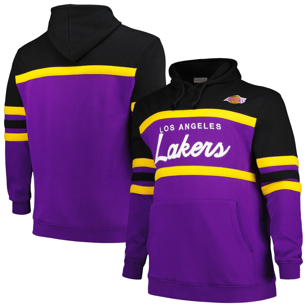 Black Los Angeles Lakers Big & Tall Hardwood Classics Head Coach Pullover Hoodie | NBA