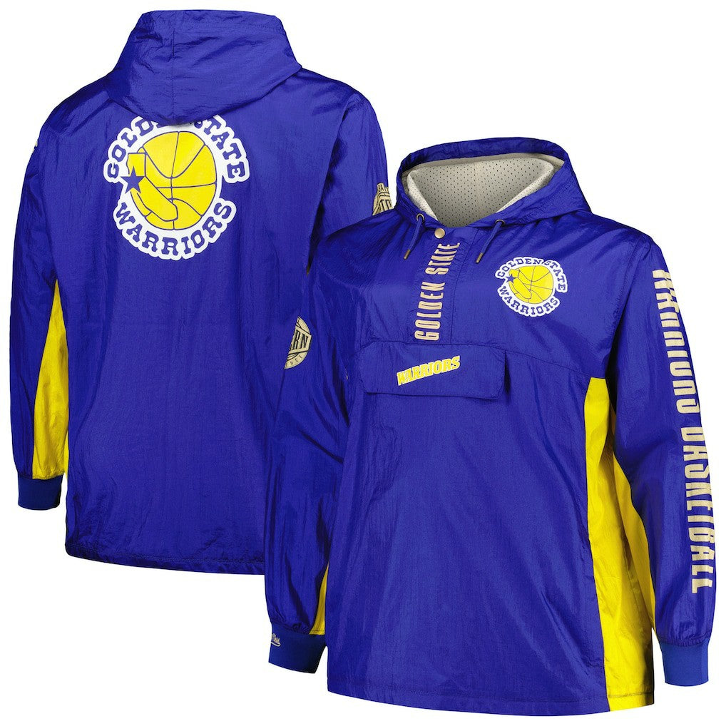 Royal Golden State Warriors Big & Tall Hardwood Classics Team OG 2.0 Anorak Hoodie Quarter-Zip Windbreaker Jacket sale | NBA