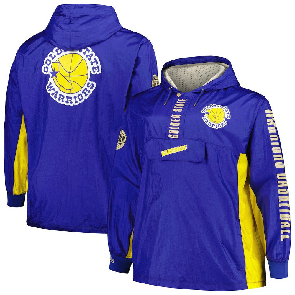 Royal Golden State Warriors Big & Tall Hardwood Classics Team OG 2.0 Anorak Hoodie Quarter-Zip Windbreaker Jacket sale | NBA