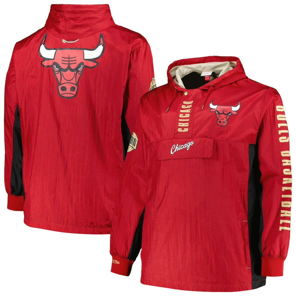 Red Chicago Bulls Big & Tall Hardwood Classics Team OG 2.0 Anorak Hoodie Quarter-Zip Windbreaker Jacket | NBA