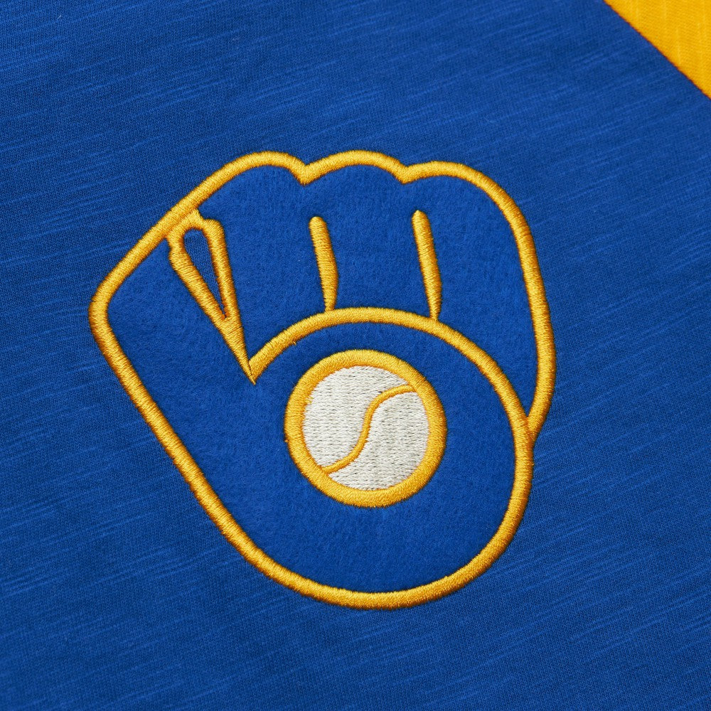 Milwaukee Brewers Mitchell & Ness Cooperstown Collection Legendary Raglan Slub Henley 3/4-Sleeve T-Shirt - MLB T-shirts