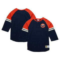 Houston Astros Mitchell & Ness Cooperstown Collection Legendary Raglan Slub Henley 3/4-Sleeve T-Shirt - MLB T-shirts