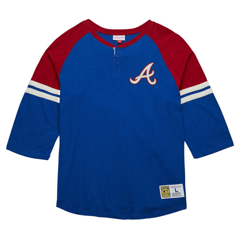 Atlanta Braves Mitchell & Ness Cooperstown Collection Legendary Raglan Slub Henley 3/4-Sleeve T-Shirt - MLB T-shirts