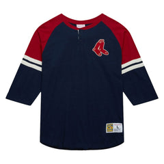 Boston Red Sox Mitchell & Ness Cooperstown Collection Legendary Raglan Slub Henley 3/4-Sleeve T-Shirt - MLB T-shirts