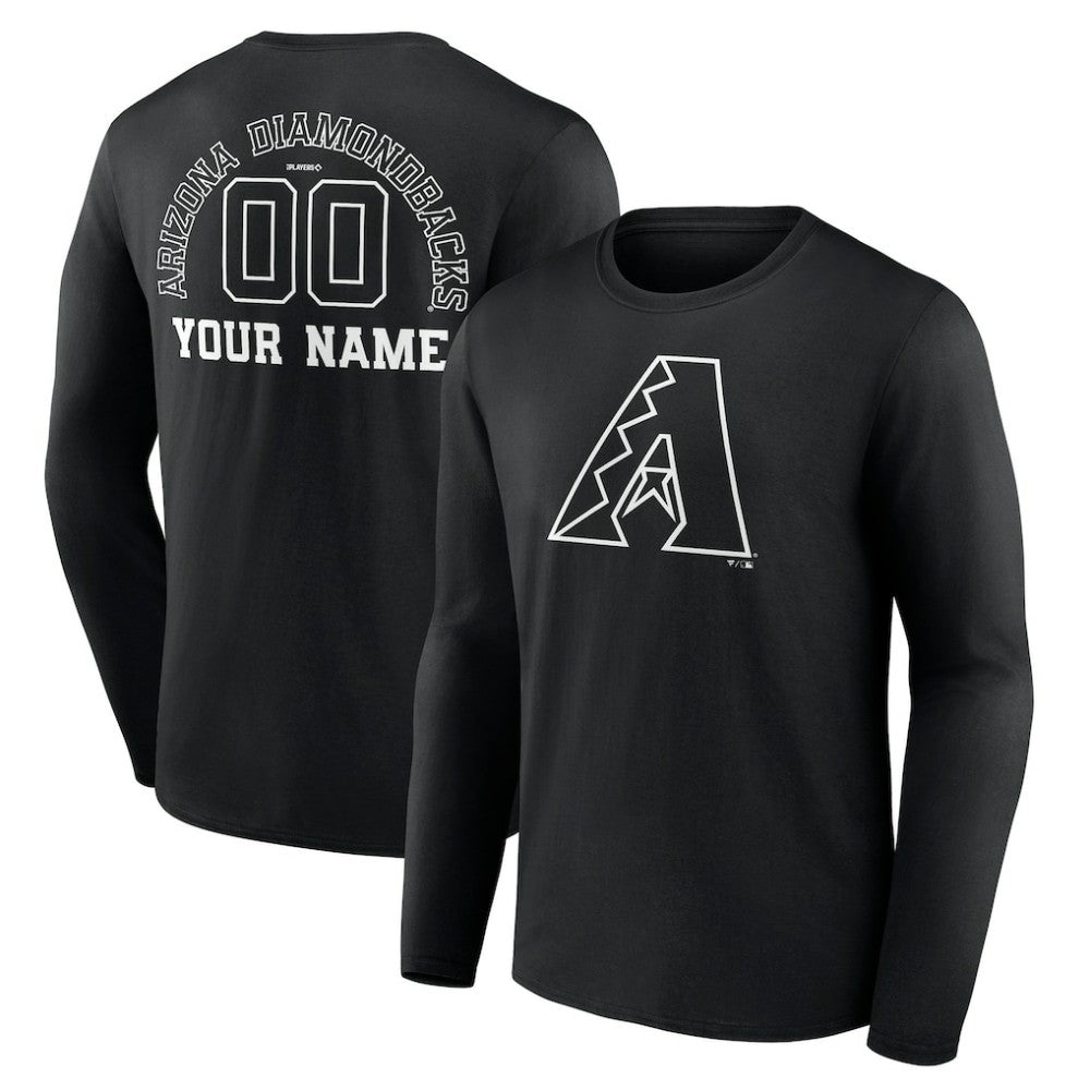 Arizona Diamondbacks Monochrome Personalized Name & Number Long Sleeve T-Shirt - MLB T-shirts