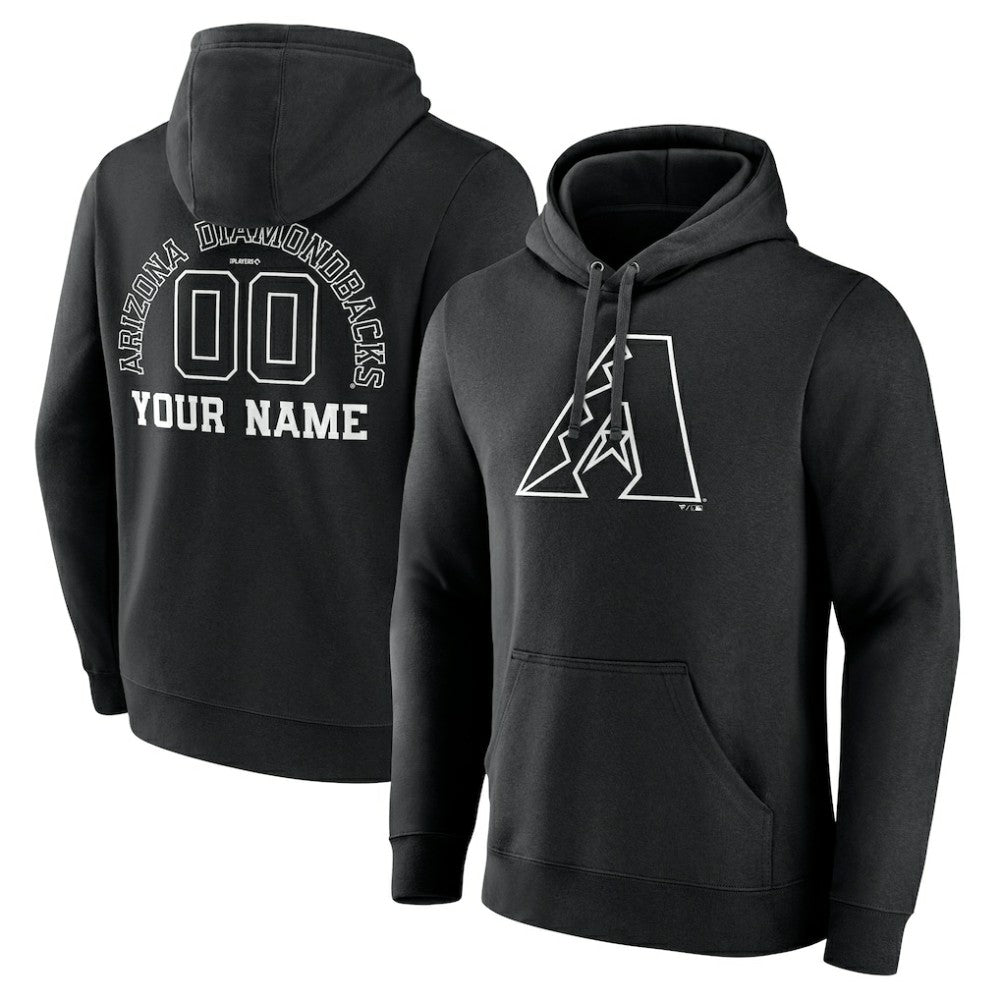 Arizona Diamondbacks Monochrome Personalized Name & Number Pullover Hoodie - MLB Hoodies