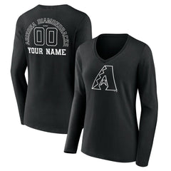 Arizona Diamondbacks Women's Monochrome Personalized Name & Number Long Sleeve V-Neck T-Shirt - MLB T-shirts