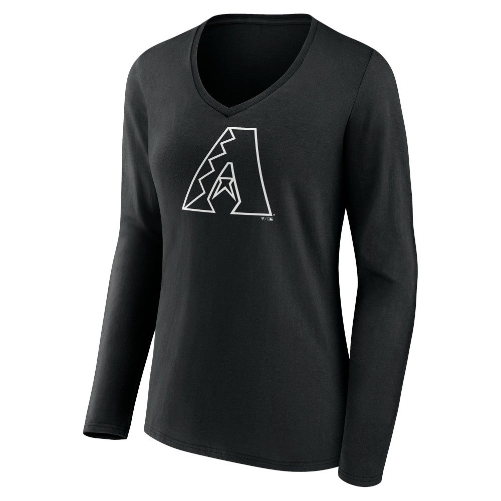 Arizona Diamondbacks Women's Monochrome Personalized Name & Number Long Sleeve V-Neck T-Shirt - MLB T-shirts
